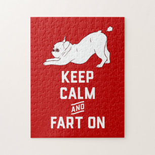 Quebra-cabeça Mantenha a calma e Fart sobre com o buldogue