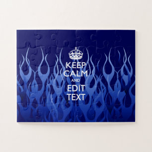 Quebra-cabeça Mantenha a calma personalizada no decor azul das c
