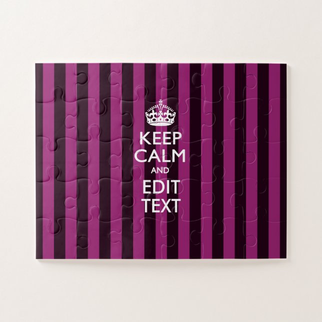 Quebra-cabeça Mantenha a Calma Personalizado Listras Fuchsia (Horizontal)