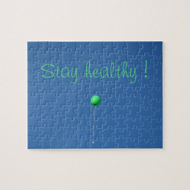 Quebra-cabeça Mantenha-se saudável com balão verde no céu (Horizontal)