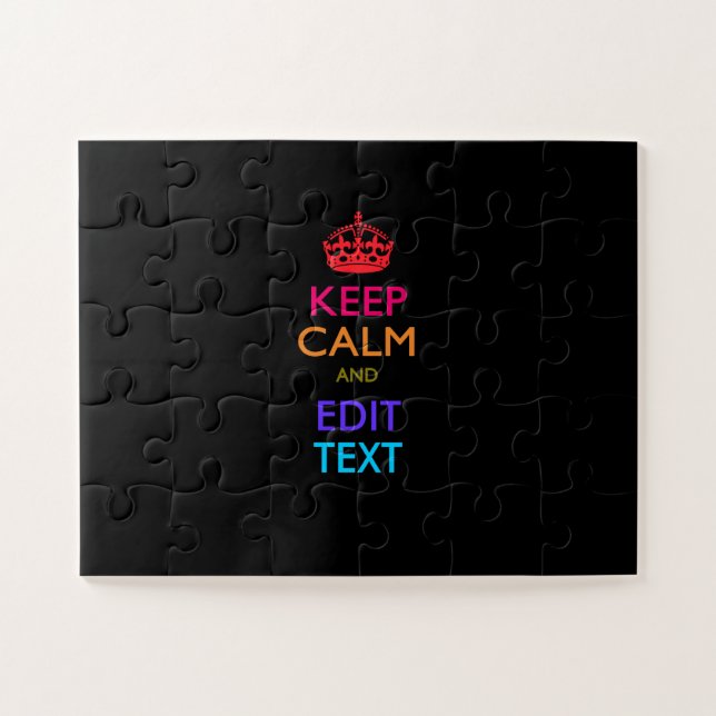 Quebra-cabeça MANTER CALM E Editar Texto Personalizado Multicolo (Horizontal)