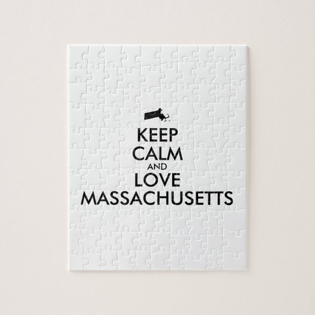 Quebra-cabeça MANTER CALMA E AMAR MASSACHUSETAS personalizáveis (Vertical)