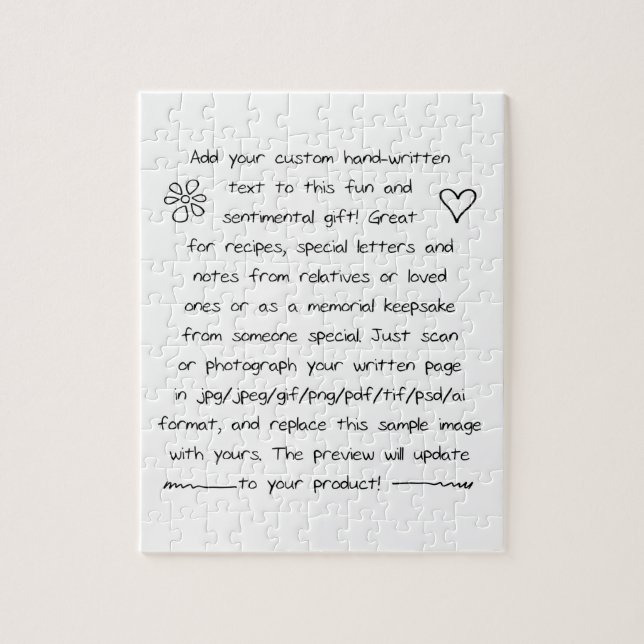 Quebra-cabeça Manuscrito Personalizado (Vertical)