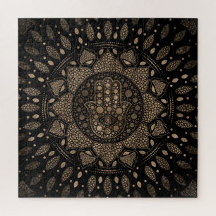Quebra-cabeça Mão de Hamsa - Mão de Fátima em Lotus mandala
