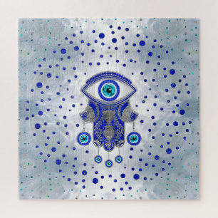 Quebra-cabeça Mão de Hamsa - Mão de Fatima Lapis Lazuli e Prat