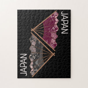 Quebra-cabeça Mão do Ventilador Sakura Moderna Ilustrada Japão