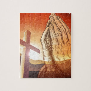 Quebra-cabeça Mãos Praying transversais cristãs
