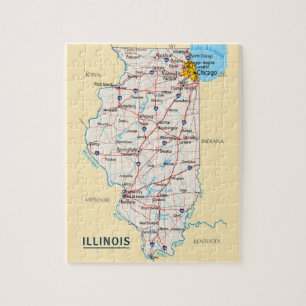 Quebra-cabeça Map of Illinois Travel Destination
