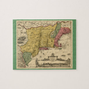 Quebra-cabeça Mapa 1685 - Nova Bélgica, O Novo Mundo, Nova Ingla