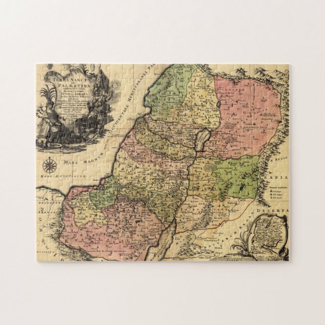 Quebra-cabeça Mapa 1759 de Israel antiga com os 12 tribos (Horizontal)