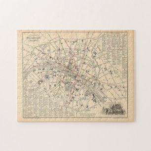Quebra-cabeça Mapa 1858: Itineraire des Omnibus dans Paris Franç