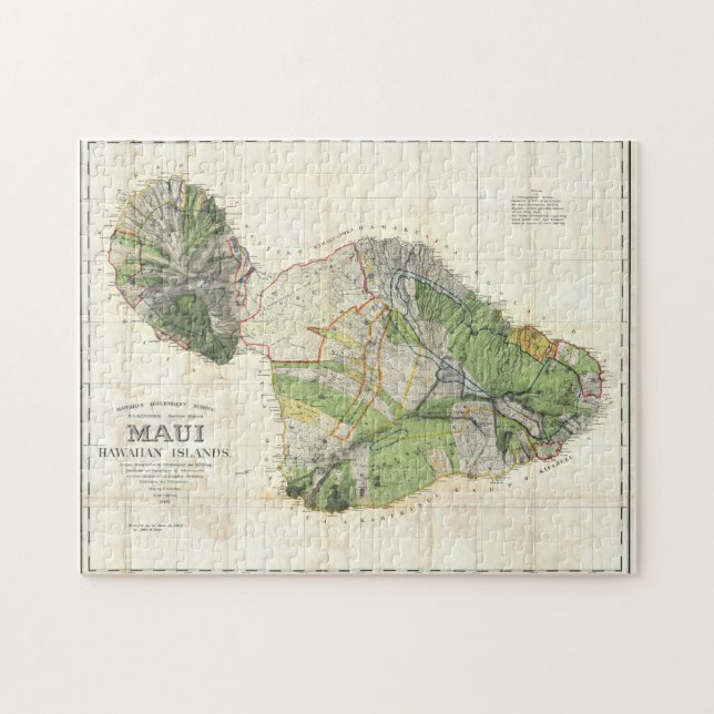 Quebra-cabeça Mapa 1885 de De Witt Alexander de Maui, Havaí (Horizontal)