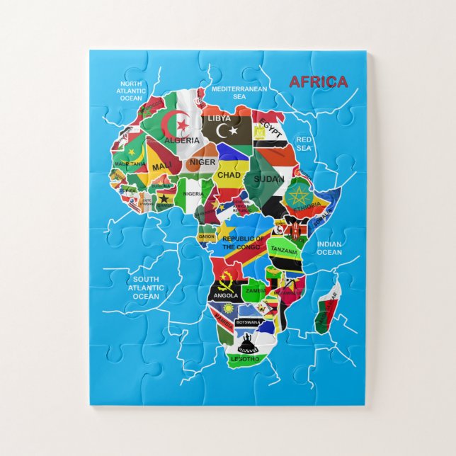 Quebra-cabeça Mapa africano com bandeiras (Vertical)