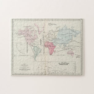 Quebra-cabeça Mapa Agrícola do Mundo de Vintage (1865)
