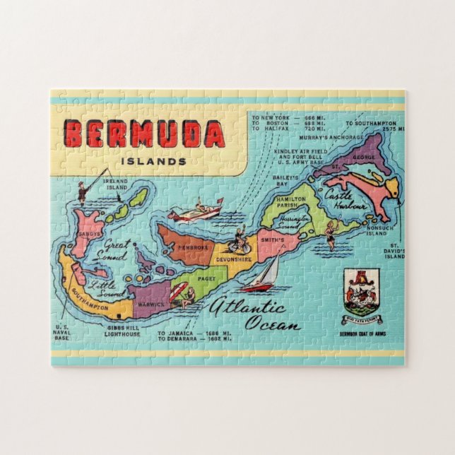 Quebra-cabeça Mapa Antigo das Bermudas  (Horizontal)