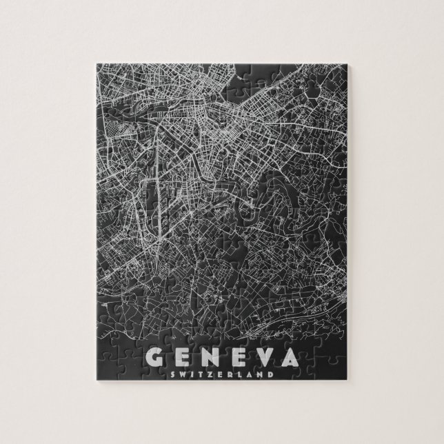 Quebra-cabeça Mapa Antigo de Genebra Suíça (Vertical)