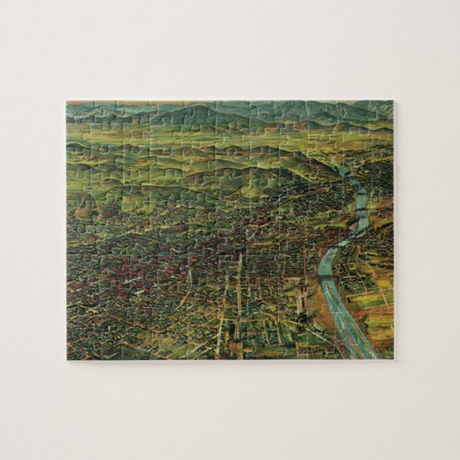 Quebra-cabeça Mapa Antigo de Los Angeles, Califórnia e Rio (Horizontal)
