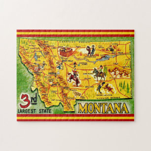 Quebra-cabeça Mapa Antigo de Montana 11x14