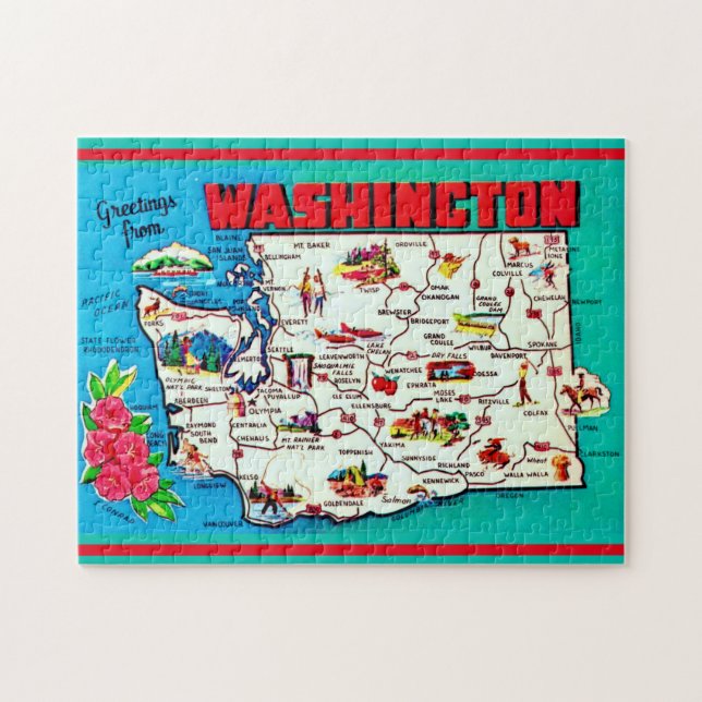 Quebra-cabeça Mapa Antigo de Washington (Horizontal)