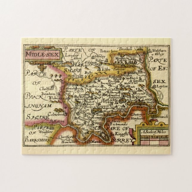 Quebra-cabeça Mapa Antigo do Atlas do Condado Médio de Middlesex (Horizontal)
