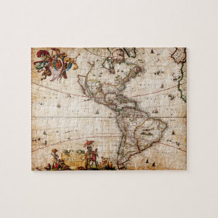 Quebra-cabeça Mapa Antigo do Continente Americano