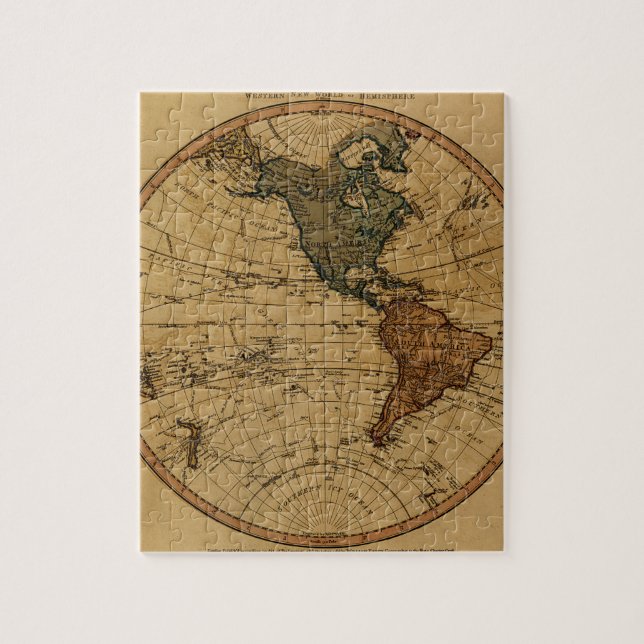 Quebra-cabeça Mapa antigo do hemisfério ocidental William Faden  (Vertical)