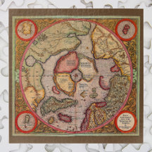 Mapa antigo do Polo Norte por Mercator