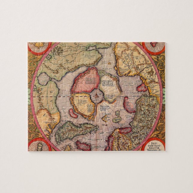 Quebra-cabeça Mapa antigo do Polo Norte por Mercator (Horizontal)
