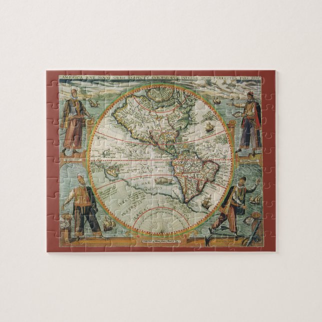 Quebra-cabeça Mapa antigo mundial das Américas, 1597 (Horizontal)