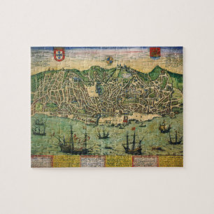 Quebra-cabeça Mapa antigo, Plano Municipal de Lisboa, Portugal,