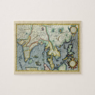 Quebra-cabeça Mapa asiático antigo do século XVII,