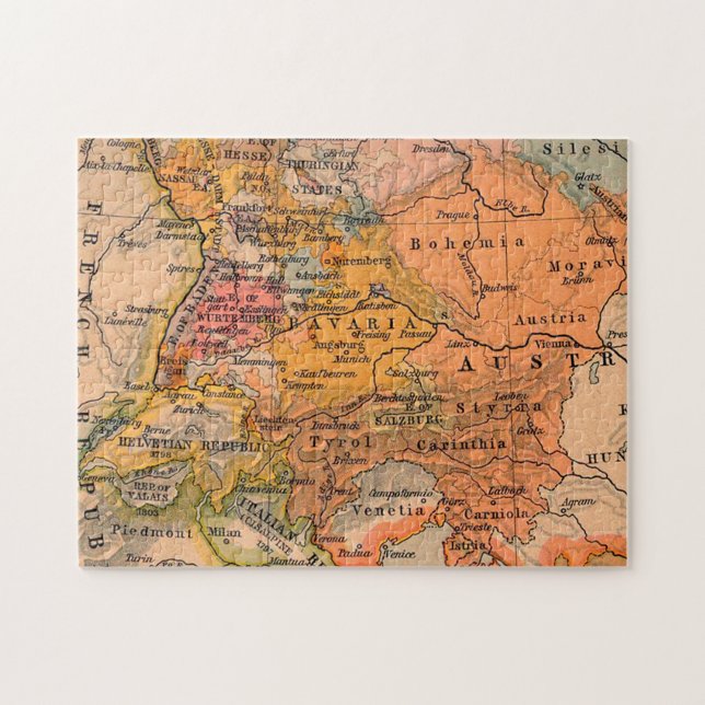 Quebra-cabeça Mapa bonito e antigo da Europa (Horizontal)