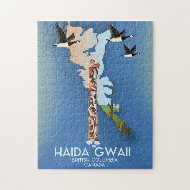 Quebra-cabeça mapa canadense da Colúmbia Britânica do haida gwai (Vertical)