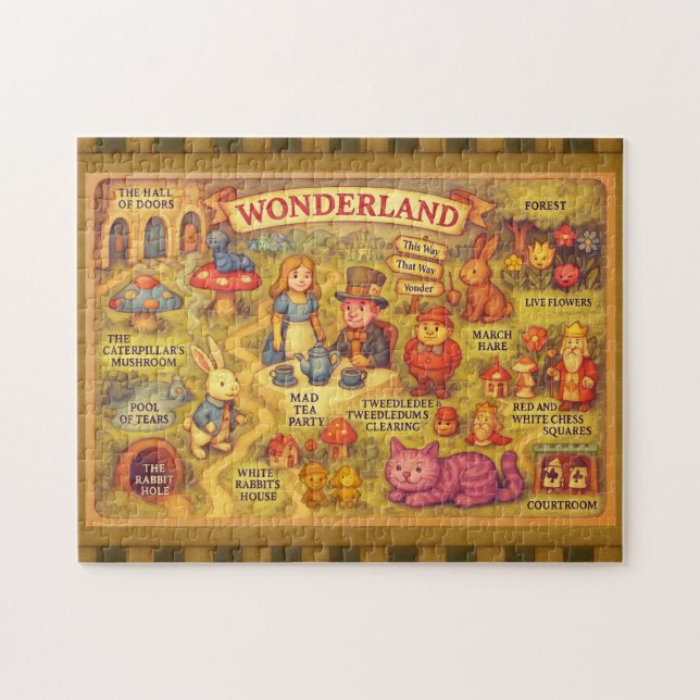 Quebra-cabeça Mapa Caprichoso das Aventuras de Alice no País das (Horizontal)
