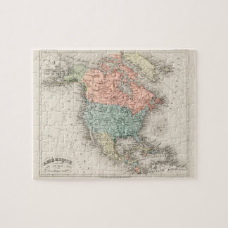 Quebra-cabeça Mapa cartográfico de Vintage da América do Norte (