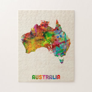 Quebra-cabeça Mapa da aguarela de Austrália