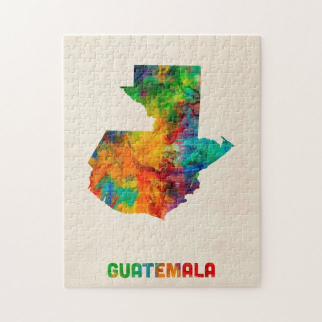 Quebra-cabeça Mapa da aguarela de Guatemala (Vertical)