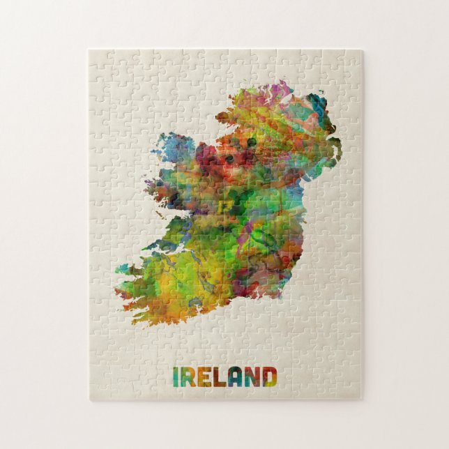 Quebra-cabeça Mapa da aguarela de Ireland Eire (Vertical)