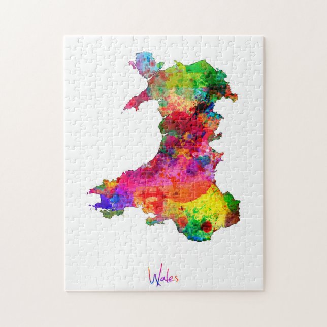 Quebra-cabeça Mapa da aguarela de Wales (Vertical)