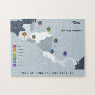 Quebra-cabeça Mapa da América Central de Nome Personalizado