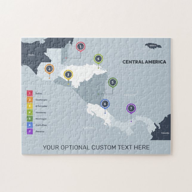 Quebra-cabeça Mapa da América Central de Nome Personalizado (Horizontal)