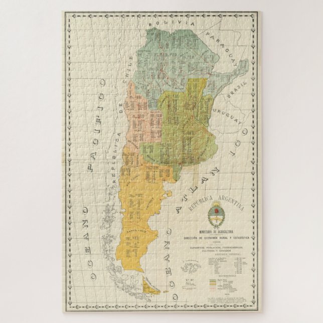 Quebra-cabeça Mapa da Argentina (1918) (Vertical)