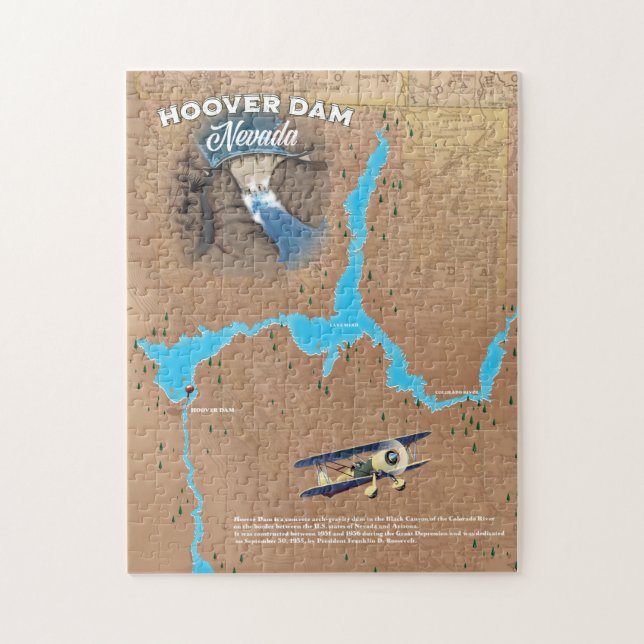 Quebra-cabeça Mapa da Barragem Hoover Nevada (Vertical)