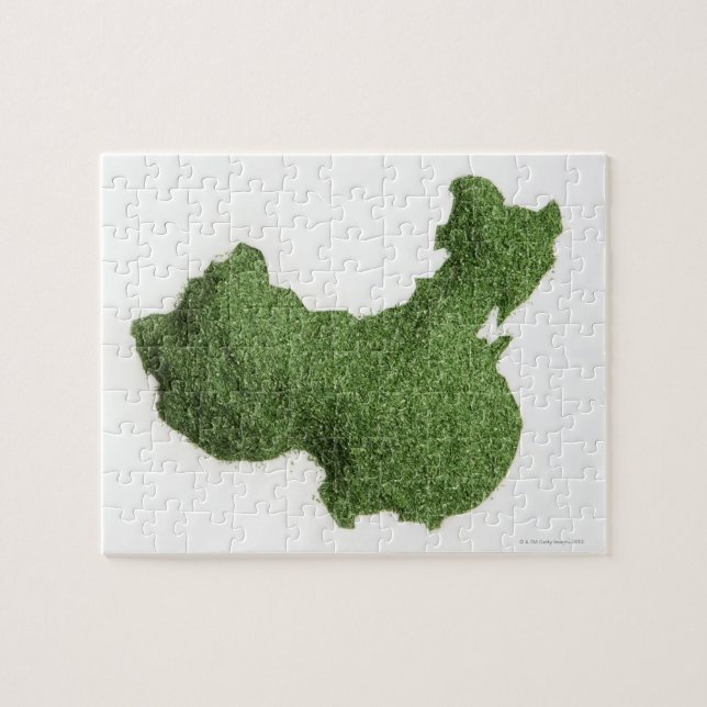 Quebra-cabeça Mapa da China Continental feito de grama (Horizontal)