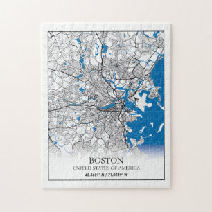 Quebra-cabeça Mapa da Cidade de Boston Massachusetts EUA Viagem