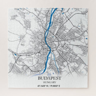 Quebra-cabeça Mapa da Cidade de Budapeste na Hungria Viagem Simp
