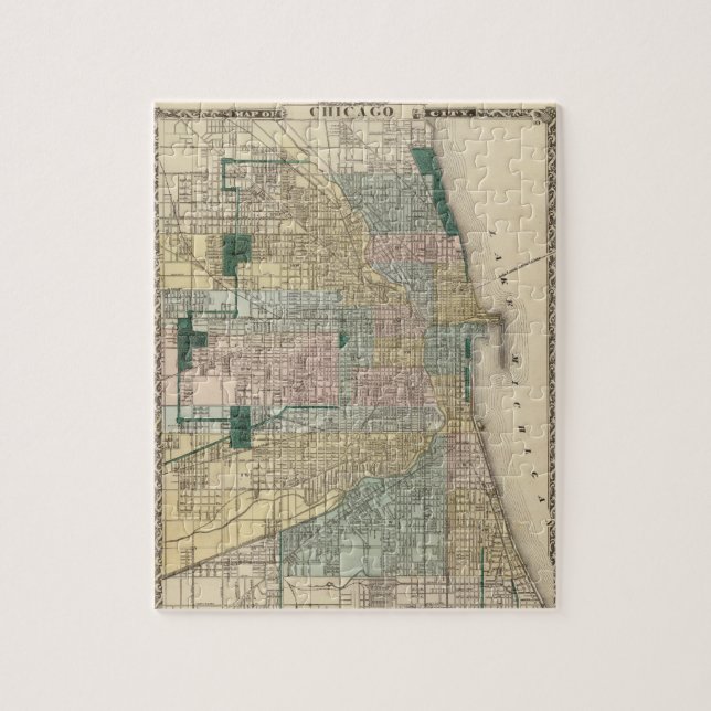 Quebra-cabeça Mapa da cidade de Chicago (Vertical)