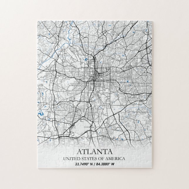 Quebra-cabeça Mapa da Cidade do Viagem de Atlanta Georgia USA (Vertical)