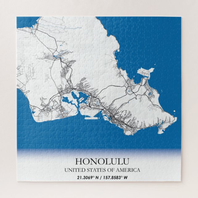 Quebra-cabeça Mapa da Cidade do Viagem Honolulu Hawaii EUA (Vertical)
