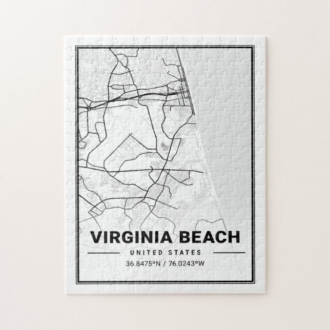 Quebra-cabeça Mapa da Cidade Viagem da Virginia Beach USA (Vertical)